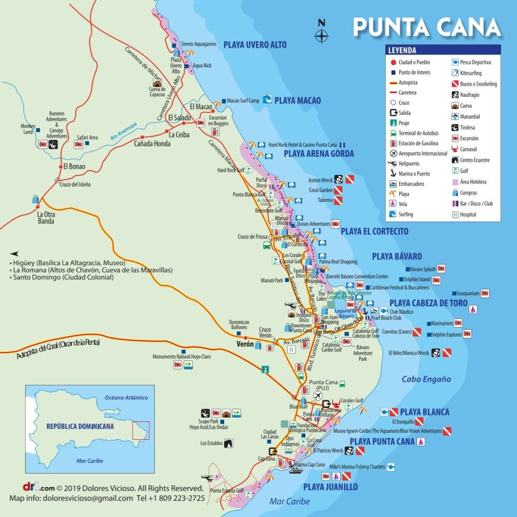 mapa para transfer en punta cana, republica dominicana.